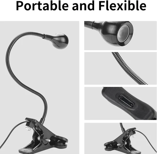 Miniatura 7 de GOWENIC Lámpara LED de curado de pegamento, luz UV portátil USB con clip para gel de uñas, reparación de teléfono, detección fluorescente y uso