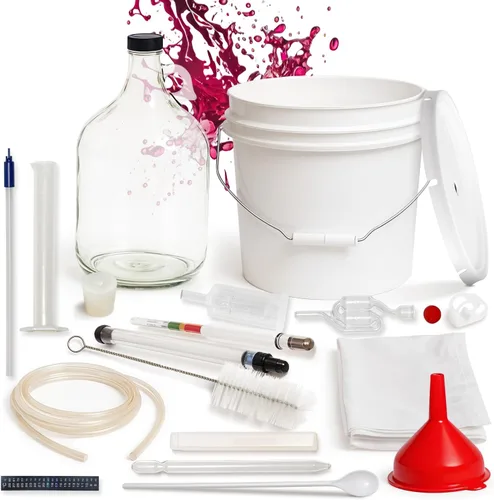 Kit de elaboración de vino y kit de fabricación de hidromiel | Kit completo de elaboración casera para principiantes y expertos – Incluye vidrio