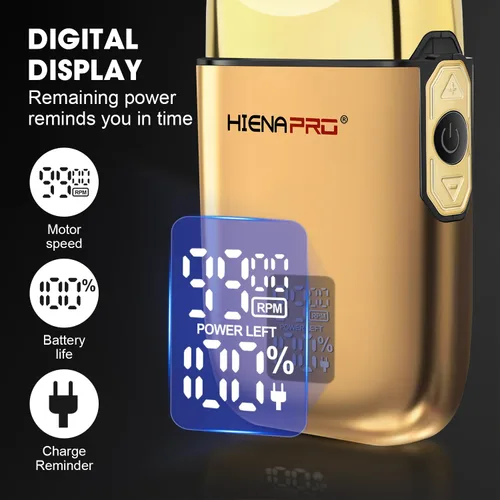 Miniatura 5 de HIENA PRO Afeitadora de aluminio para hombres barbería, recortadora eléctrica doble, maquinilla de afeitar eléctrica profesional, afeitadora