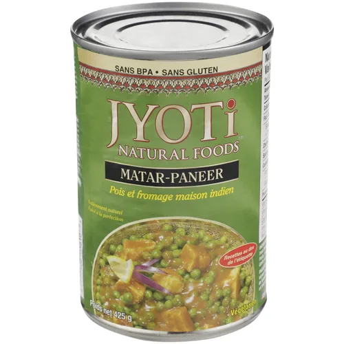 Jyoti Matar Paneer, 12 latas de 15 oz cada una, Todo Natural, Producto de Estados Unidos, Sin gluten, Vegetariano, Sin BPA, Halal