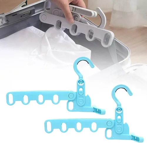 2 perchas plegables de viaje, colgador de ropa plegable portátil con 5 agujeros, colgador de ropa montado en la pared, estante de secado plegable
