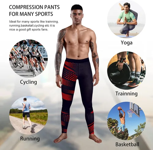 Miniatura 6 de OEBLD Pantalones de compresión para hombre con bloqueo UV, mallas para correr, paquete de 1 o 2 leggings para gimnasio y yoga para entrenamiento