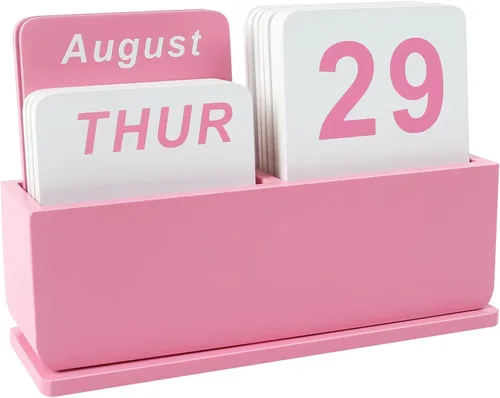 Miniatura 10 de Calendario Perpetuo de Bloques de Madera para Escritorio, Calendario Diario de Escritorio de Pie con Pantalla Grande, Accesorios de Escritorio