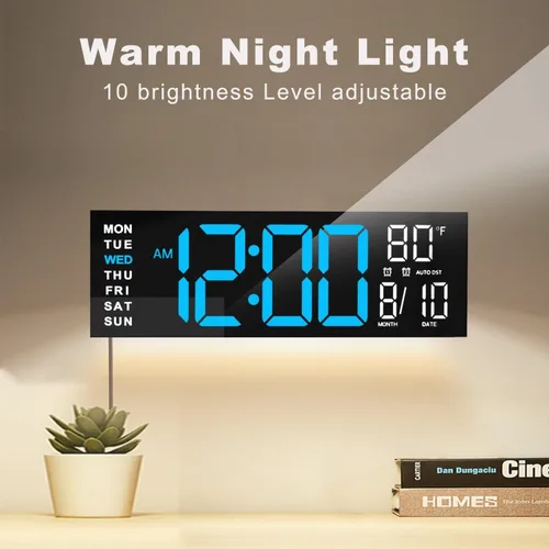 Miniatura 9 de JALL Reloj de pared grande de 16" digital con montaje en pared, temporizador de cuenta regresiva, alarma, LED grande, color RGB, horario de verano