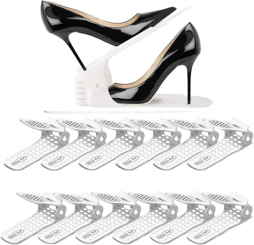 Miniatura 10 de Shoepal - Organizador de ranuras para zapatos, apilador ajustable y ahorro de espacio de almacenamiento, soporte de zapatos de doble cubierta