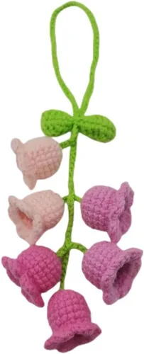 Miniatura 3 de Adorno colgante para espejo retrovisor de automóvil, cesta de flores de ganchillo, accesorios para plantas, adorno de automóvil tejido hecho a mano