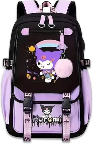 Miniatura 11 de Roffatide Mochila de anime impresa de negocios casual para computadora portátil, mochila para viajes, senderismo, mochila de 17 pulgadas A