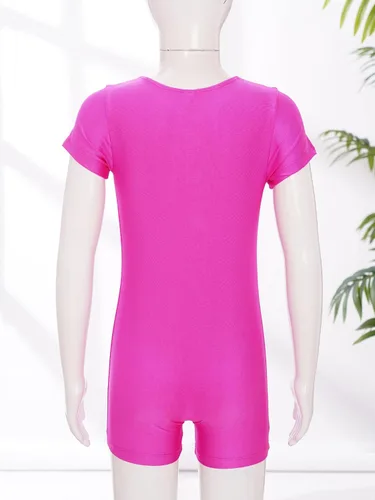 Miniatura 4 de Leotardo de manga corta de una pieza para niñas y niñas, color sólido, leotardo de ballet, danza, gimnasia