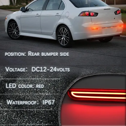 Miniatura 4 de Conjunto de luz antiniebla para parachoques trasero LED de lente roja, compatible con Mitsubishi Lancer 2008-2017/Evolution X 2008-2017/Outlander