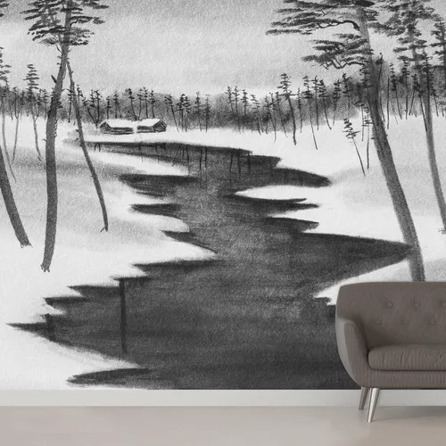 Miniatura 15 de SIGNWIN Adhesivo mural removible para pared, acuarela, pastel, tormenta, nube, lago, pantano, naturaleza, desierto, bellas artes, duotono, paisaje