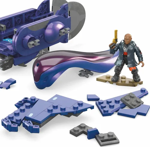 Miniatura 2 de MEGA Halo The Series - Juego de juguetes de construcción de vehículos, avión Renegade Banshee con 205 piezas, 2 micro figuras de acción, morado