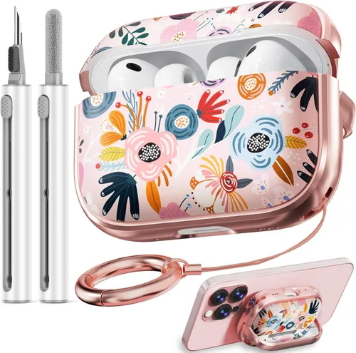 Miniatura 42 de Inesore Funda para AirPods Pro 3 2025 con cerradura, funda transparente floral para mujeres, compatible con Apple Airpods Pro de 3ª