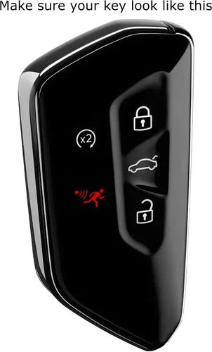 Miniatura 2 de iJDMTOY Funda para llavero de silicona suave con patrón de fibra de carbono negra con rayas rojas compatible con Volkswagen MK8 Golf/GTI ID 4, Skoda