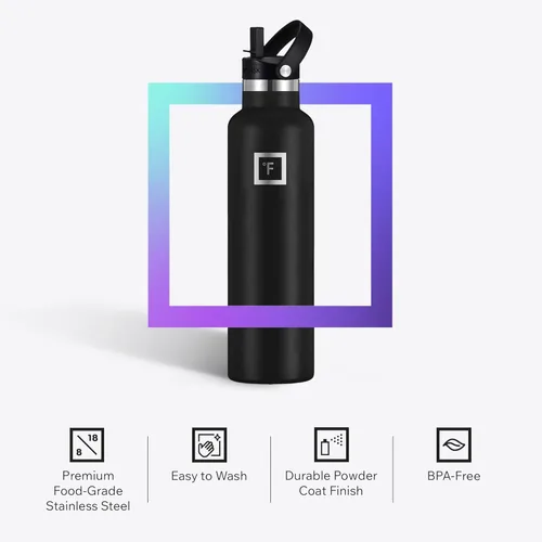 Miniatura 58 de IRON °FLASK Frasco de hidratación para acampar y senderismo con pajilla, botella de agua deportiva de acero inoxidable con aislamiento de boca