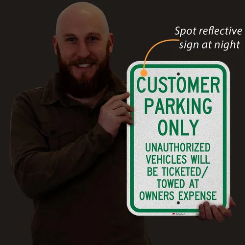 Miniatura 8 de SmartSign Letrero "Solo estacionamiento para clientes: vehículos no autorizados con boletos/remolcados" 12 x 18 pulgadas, aluminio reflectante
