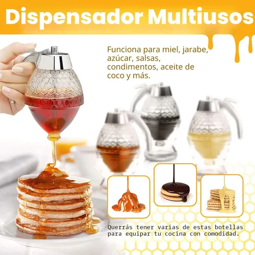 Miniatura 7 de CLEVLI Dispensador de Miel – Vidrio Antigoteo con Soporte – Frasco de Miel – Recipiente de Miel de Vidrio Transparente con Cucharón de 8 Oz