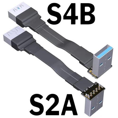 Miniatura 2 de USB 3.0 tipo A macho a USB A hembra extensión cable de cinta plegable 90 FPV delgado plano suave flexible FPC (1.2 in, S2A-S4B)