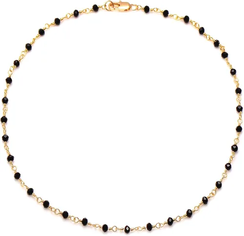 Joseph Brothers Collar hecho a mano con cuentas negras y doradas para mujer, 14-24 pulgadas