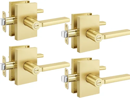 Miniatura 15 de Goldenwarm Manijas de puerta ficticias doradas, aleación de zinc resistente, palanca de puerta interior sin giro para pasillo y armario, perilla