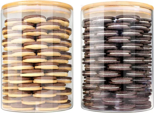 Miniatura 9 de Tarros de vidrio con tapas de bambú (16 onzas en 9 unidades), juegos de tarros y recipientes para alimentos con tapas, tarros de almacenamiento