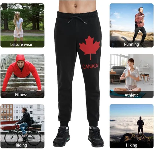 Miniatura 6 de Canada Maple Leaf Men's Joggers Pants with Pockets Athletic Loose-Fit Sweatpants for Workout, Running, Training Black