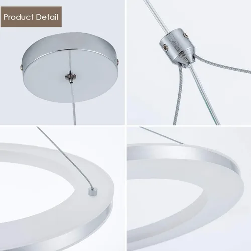 Miniatura 7 de CHYING Lámparas colgantes LED para isla de cocina, lámpara de araña de anillo moderno de 11.8" 15W, luz cálida blanca, lámpara colgante de techo