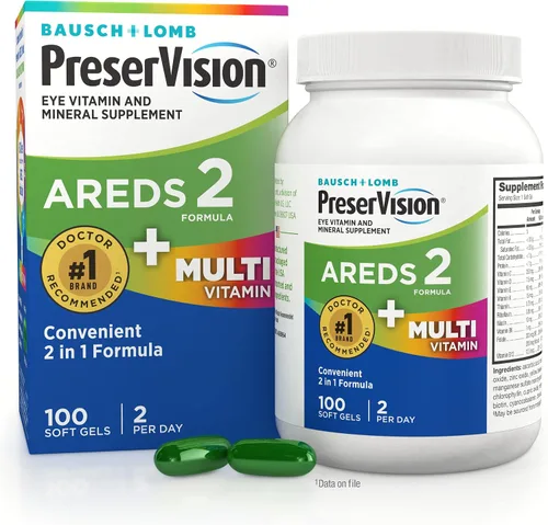 PreserVision AREDS 2 + Multivitamínico, marca #1 recomendada por el oftalmólogo, vitamina ocular 2 en 1 con luteína, zeaxantina, zinc y vitamina C,