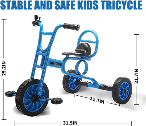 Miniatura 2 de Triciclo para niños a partir de 3 años, guardería preescolar, bicicleta de equilibrio para niños, triciclo para niños con campana y ruedas de goma