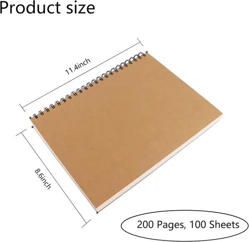 Miniatura 2 de BGJRBY Cuaderno de bocetos en espiral de 8.6 x 11.4 pulgadas, cuaderno grande (tablero de dibujo integrado), cubierta de papel de estraza en blanco