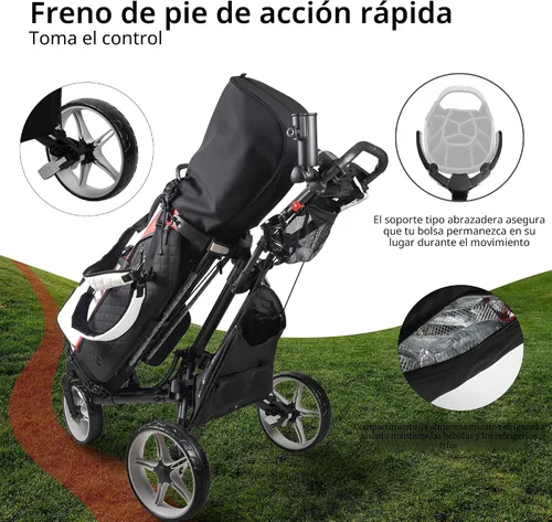 Miniatura 6 de Caddytek CaddyLite ONE-Swivel V8 - Carrito de golf plegable de 3 ruedas con un clic, ligero, con una rueda delantera giratoria de 360°, mango Gris