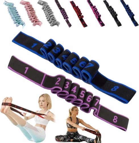 Miniatura 14 de Banda de resistencia de fitness para estiramiento y yoga, bandas de resistencia con asas para brazos, ejercicio de tirador de moda, bandas
