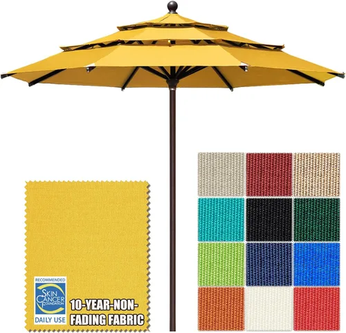 Miniatura 54 de EliteShade USA Sombrilla de Mercado de 10 Años Sin Decoloración de 9 Pies 3 Niveles Sombrilla de Patio Sombrilla de Mesa para Exteriores con Beige