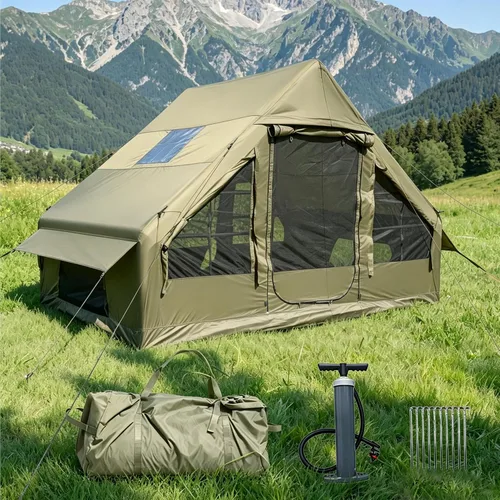 Miniatura 10 de Tiendas de campaña inflables con bomba de mano, tiendas de campaña Air Glamping, tienda de campaña inflable impermeable y resistente al viento