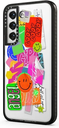 Miniatura 2 de CASETiFY Funda de impacto para Galaxy S22+ - Adhesivo Aries Moross, color negro transparente
