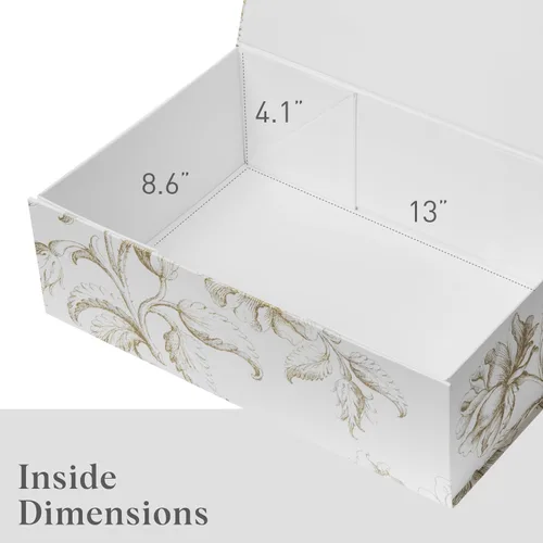 Miniatura 2 de Caja de regalo de recuerdo de lujo, paquete de 3 cajas decorativas florales doradas con tapas magnéticas para regalos, caja de recuerdos de boda