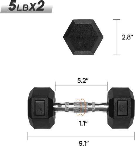 Miniatura 3 de RitFit Juego de mancuernas hexagonales revestidas de PVC de 5 a 650 libras con estante opcional para gimnasio en casa, peso de mano con mango