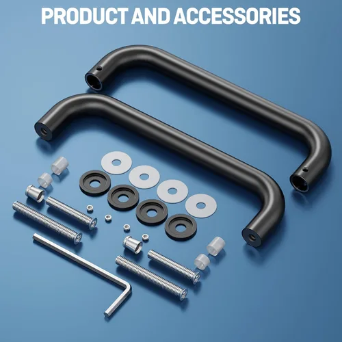 Miniatura 5 de Ranbo Manija tubular de puerta de ducha CTC negra mate de 8 pulgadas, acero inoxidable 304 de 1/4 a 1/2 pulgadas de grosor y puertas de madera