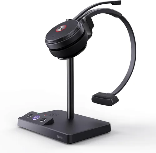Yealink WH62 DECT Mono Teams Auriculares Inalámbricos, Auriculares de Trabajo con Rango de 525 pies con Micrófono de Cancelación de Ruido 2X para