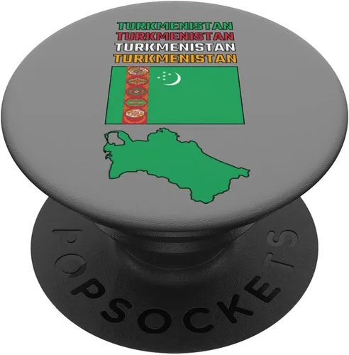 Turkmenistan map with Turkmen flag in colors of the flag PopSockets Standard PopGrip