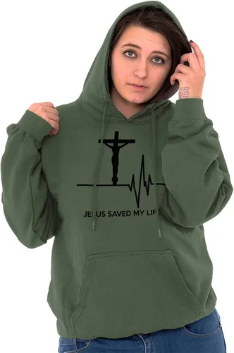 Miniatura 5 de Christian Strong Jesús salvó mi vida crucifijo sudadera con capucha mujeres hombres
