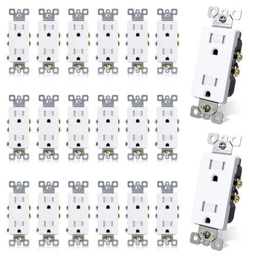 Miniatura 34 de ELEGRP Toma de corriente decorativa de pared, resistente a manipulaciones, 15 amperios, enchufe eléctrico de pared estándar, grado residencial