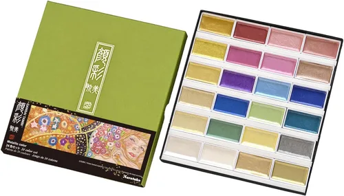 Miniatura 8 de Kuretake GANSAI TAMBI - Juego de pintura de acuarela de 24 colores II, Art Nouveau, suministros de arte de calidad profesional para artistas