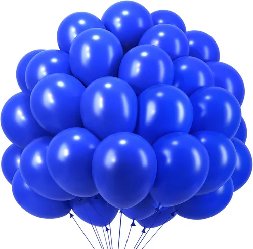 RUBFAC 120 globos de color azul rey de 12 pulgadas, globos de látex mate azul real para cumpleaños, baby shower, graduación, béisbol, náutico,