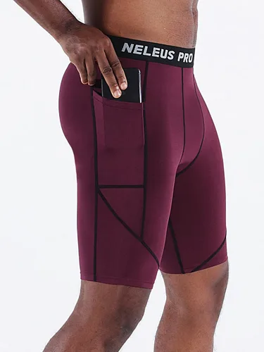 Miniatura 5 de NELEUS Paquete de 3 pantalones cortos de compresión para correr con bolsillos para hombre