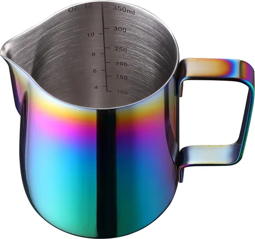 Miniatura 7 de Jarra de espuma de leche de 20 onzas, taza de acero inoxidable, perfecta para café con leche, capuchino, espumador de leche de acero inoxidable