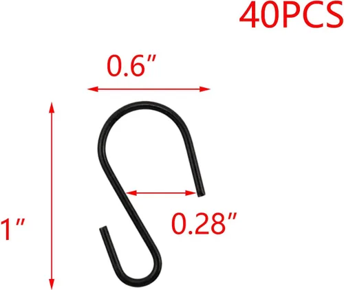 Miniatura 2 de T Tulead Ganchos para colgar mini ganchos de hierro de 26 × 0.591 in/1 x 0.6 pulgadas, mini ganchos en S, paquete de 40 ganchos para colgar macetas
