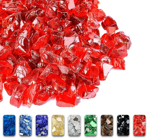 Miniatura 32 de GRISUN Vidrio de fuego azul océano Pacífico para hoguera, 10 libras 1/2 pulgada rocas de vidrio templado para chimenea natural o propano, seguro
