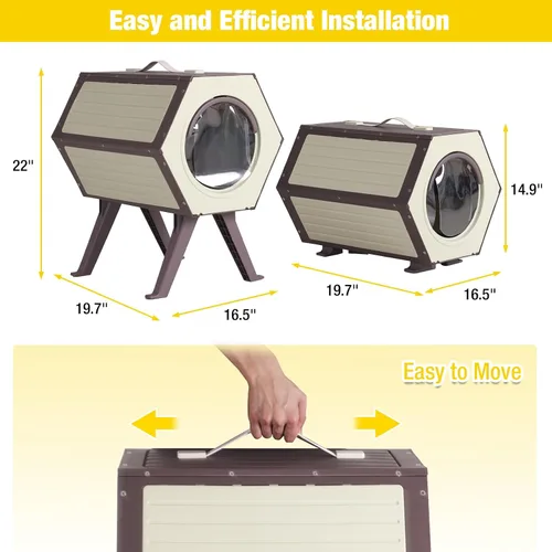 Miniatura 7 de Casa climatizada para gatos para invierno al aire libre, condominio combinado para gatos con temperatura y tiempo ajustables, refugio aislado