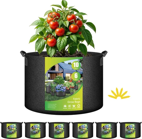 Miniatura 20 de HealSmart Paquete de 6 bolsas de cultivo no tejidas de 1 galón, macetas de tela de aireación con asas, adecuadas para frutas de jardín, verduras