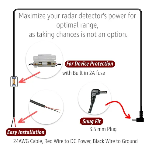 Miniatura 3 de EDOTech Kit de cable de alimentación HardWire directo de 10 pies para detector láser de radar Cobra